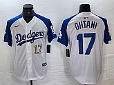 Mens Los Angeles Dodgers #17 Shohei Ohtani Number White Blue Fashion Stitched Cool Base Limited Jersey,baseball caps,new era cap wholesale,wholesale hats