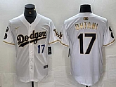 Mens Los Angeles Dodgers #17 Shohei Ohtani Number White Gold Fashion Stitched Cool Base Limited Jersey,baseball caps,new era cap wholesale,wholesale hats