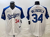 Mens Los Angeles Dodgers #34 Toro Valenzuela Number White Blue Fashion Stitched Cool Base Limited Jersey,baseball caps,new era cap wholesale,wholesale hats