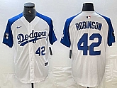Mens Los Angeles Dodgers #42 Jackie Robinson Number White Blue Fashion Stitched Cool Base Limited Jersey,baseball caps,new era cap wholesale,wholesale hats