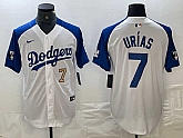 Mens Los Angeles Dodgers #7 Julio Urias Number White Blue Fashion Stitched Cool Base Limited Jersey,baseball caps,new era cap wholesale,wholesale hats
