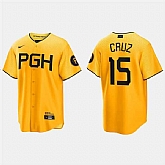 Mens Pittsburgh Pirates #15 Oneil Cruz Gold 2023 City Connect Jersey Dzhi,baseball caps,new era cap wholesale,wholesale hats