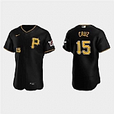 Mens Pittsburgh Pirates #15 Oneil Cruz Nike Black Alternate Team Logo P FlexBase Player Jersey Dzhi
