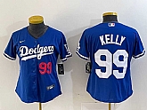 Women's Los Angeles Dodgers #99 Joe Kelly Number Blue Stitched Cool Base Nike Jersey,baseball caps,new era cap wholesale,wholesale hats