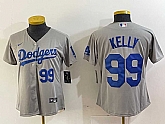 Women's Los Angeles Dodgers #99 Joe Kelly Number Grey Stitched Cool Base Nike Jersey,baseball caps,new era cap wholesale,wholesale hats