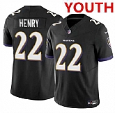 Youth Baltimore Ravens #22 Derrick Henry Black 2023 F.U.S.E. Jersey Dzhi