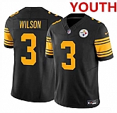 Youth Pittsburgh Steelers #3 Russell Wilson Black 2023 F.U.S.E. Color Rush Limited Jersey Dzhi