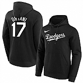 Los Angeles Dodgers #17 Shohei Ohtani Black Name & Number Pullover Hoodie