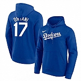 Los Angeles Dodgers #17 Shohei Ohtani Blue Name & Number Pullover Hoodie,baseball caps,new era cap wholesale,wholesale hats