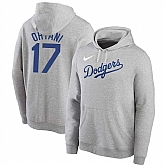 Los Angeles Dodgers #17 Shohei Ohtani Gray Name & Number Pullover Hoodie,baseball caps,new era cap wholesale,wholesale hats