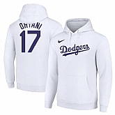 Los Angeles Dodgers #17 Shohei Ohtani White Name & Number Pullover Hoodie,baseball caps,new era cap wholesale,wholesale hats
