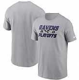 Men's Baltimore Ravens Gray 2023 Playoffs Iconic T-Shirt