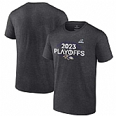 Men's Baltimore Ravens Heather Charcoal 2023 Playoffs T-Shirt