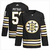 Men's Boston Bruins #51 Matthew Poitras Black 100th Anniversary Stitched Jersey Dzhi