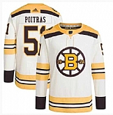 Men's Boston Bruins #51 Matthew Poitras Cream 100th Anniversary Stitched Jersey Dzhi