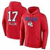 Men's Buffalo Bills #17 Josh Allen Red Team Wordmark Player Name & Number Pullover Hoodie,baseball caps,new era cap wholesale,wholesale hats