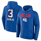 Men's Buffalo Bills #3 Damar Hamlin Blue Team Wordmark Player Name & Number Pullover Hoodie,baseball caps,new era cap wholesale,wholesale hats