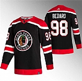Men's Chicago Blackhawks #98 Connor Bedard Black Stitched Hockey Jersey Dzhi