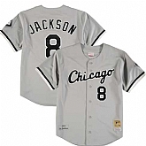 Men's Chicago White Sox #8 Bo Jackson 1993 Mitchell & Ness Authentic Throwback Grey Jersey,baseball caps,new era cap wholesale,wholesale hats