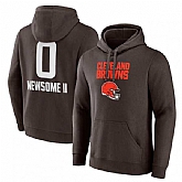 Men's Cleveland Browns #0 Greg Newsome II Brown Team Wordmark Player Name & Number Pullover Hoodie,baseball caps,new era cap wholesale,wholesale hats