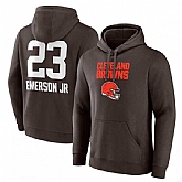 Men's Cleveland Browns #23 Martin Emerson Jr. Brown Team Wordmark Player Name & Number Pullover Hoodie,baseball caps,new era cap wholesale,wholesale hats