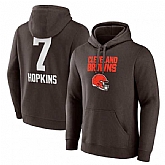 Men's Cleveland Browns #7 Dustin Hopkins Brown Team Wordmark Player Name & Number Pullover Hoodie,baseball caps,new era cap wholesale,wholesale hats
