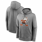 Men's Cleveland Browns Heather Gray Primary Logo Long Sleeve Hoodie T-Shirt,baseball caps,new era cap wholesale,wholesale hats