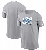 Men's Detroit Lions Gray 2023 Playoffs Iconic T-Shirt
