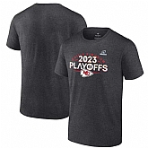 Men's Kansas City Chiefs Heather Charcoal 2023 Playoffs T-Shirt,baseball caps,new era cap wholesale,wholesale hats