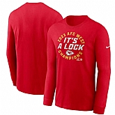 Men's Kansas City Chiefs Red 2023 AFC West Division Champions Locker Room Trophy Collection Long Sleeve T-Shirt,baseball caps,new era cap wholesale,wholesale hats