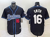 Men's Los Angeles Dodgers #16 Will Smith Number Black With Patch Cool Base Stitched Baseball Jersey,baseball caps,new era cap wholesale,wholesale hats