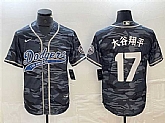 Men's Los Angeles Dodgers #17 Shohei Ohtani Gray Camo Cool Base With Patch Stitched Baseball Jersey,baseball caps,new era cap wholesale,wholesale hats