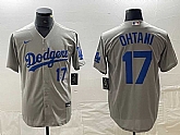 Men's Los Angeles Dodgers #17 Shohei Ohtani Number Grey Cool Base Stitched Jersey,baseball caps,new era cap wholesale,wholesale hats