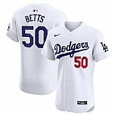 Men's Los Angeles Dodgers #50 Mookie Betts White Home Elite Stitched Jersey Dzhi,baseball caps,new era cap wholesale,wholesale hats