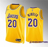 Men's Los Angeles Lakers #20 Dylan Windler Yellow Icon Edition Stitched Basketball Jersey Dzhi