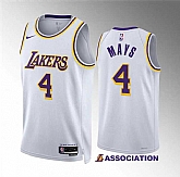 Men's Los Angeles Lakers #4 Skylar Mays White Association Edition Stitched Basketball Jersey Dzhi,baseball caps,new era cap wholesale,wholesale hats