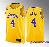 Men's Los Angeles Lakers #4 Skylar Mays Yellow Icon Edition Stitched Basketball Jersey Dzhi,baseball caps,new era cap wholesale,wholesale hats