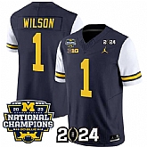Men's Michigan Wolverines #1 Roman Wilson Navy White 2024 F.U.S.E. With 2023 National Champions Patch Stitched Jersey,baseball caps,new era cap wholesale,wholesale hats