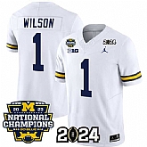 Men's Michigan Wolverines #1 Roman Wilson White 2024 F.U.S.E. With 2023 National Champions Patch Stitched Jersey,baseball caps,new era cap wholesale,wholesale hats