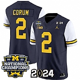 Men's Michigan Wolverines #2 Blake Corum Navy White 2024 F.U.S.E. With 2023 National Champions Patch Stitched Jersey,baseball caps,new era cap wholesale,wholesale hats