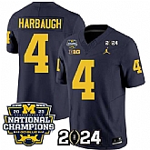 Men's Michigan Wolverines #4 Jim Harbaugh Navy 2024 F.U.S.E. With 2023 National Champions Patch Stitched Jersey,baseball caps,new era cap wholesale,wholesale hats