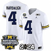 Men's Michigan Wolverines #4 Jim Harbaugh White 2024 F.U.S.E. With 2023 National Champions Patch Stitched Jersey,baseball caps,new era cap wholesale,wholesale hats