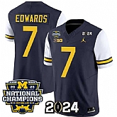 Men's Michigan Wolverines #7 Donovan Edwards Navy White 2024 F.U.S.E. With 2023 National Champions Patch Stitched Jersey,baseball caps,new era cap wholesale,wholesale hats