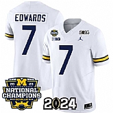 Men's Michigan Wolverines #7 Donovan Edwards White 2024 F.U.S.E. With 2023 National Champions Patch Stitched Jersey,baseball caps,new era cap wholesale,wholesale hats