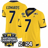 Men's Michigan Wolverines #7 Donovan Edwards Yellow 2024 F.U.S.E. With 2023 National Champions Patch Stitched Jersey,baseball caps,new era cap wholesale,wholesale hats