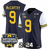 Men's Michigan Wolverines #9 J.J. McCarthy Navy White 2024 F.U.S.E. With 2023 National Champions Patch Stitched Jersey