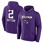 Men's Minnesota Vikings #2 Alexander Mattison Purple Team Wordmark Player Name & Number Pullover Hoodie,baseball caps,new era cap wholesale,wholesale hats