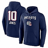 Men's New England Patriots #10 Mac Jones Navy Team Wordmark Player Name & Number Pullover Hoodie,baseball caps,new era cap wholesale,wholesale hats