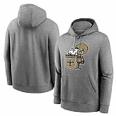 Men's New Orleans Saints Heather Gray Primary Logo Long Sleeve Hoodie T-Shirt