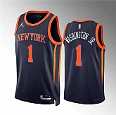 Men's New Yok Knicks #1 Duane Washington Jr Navy Statement Edition Stitched Basketball Jersey Dzhi,baseball caps,new era cap wholesale,wholesale hats